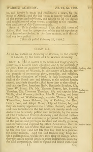 1807 Chap. 0060. An act to establish an Academy at Warren, in the county of Lincoln, by the name of The Warren Academy.