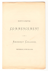 Amherst College Commencement program, 1876 June 29