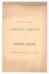 Amherst College Commencement program, 1874 July 9