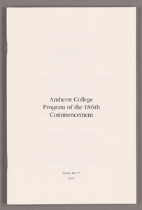 Amherst College Commencement program, 2007 May 27