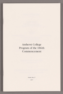 Amherst College Commencement program, 2007 May 27