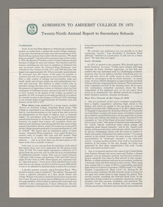 Amherst College annual report to secondary schools, 1975
