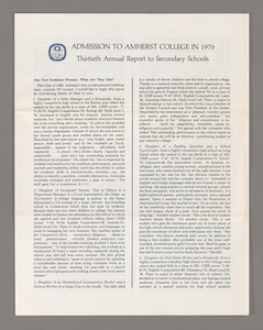 Amherst College annual report to secondary schools, 1976