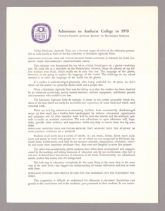 Amherst College annual report to secondary schools, 1970