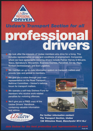 Usdaw's Transport Section for all professional drivers