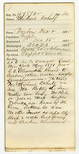 Tewksbury Almshouse Intake Record: Doherty, Michael