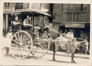 Riding a horse and buggy on leave in the Philippines