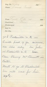 Tewksbury Almshouse Intake Record: Russell, Samuel