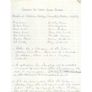 Coalition for school system reform meeting notes, December 7, 1973.