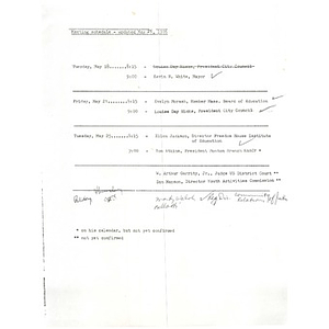 Meeting agenda and notes, Commission on Violence, May 25, 1976.