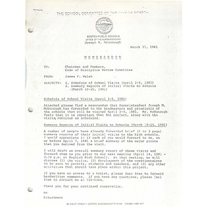 Memo, Code of Discipline review committee, March 27, 1981.