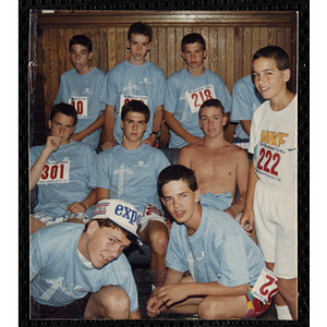 A group of teenage boys pose for a group shot during the Battle of Bunker Hill Road Race