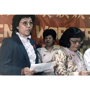 Speaker at the Garment Workers Victory Celebration