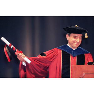 President Freeland accepting the baton at his inauguration