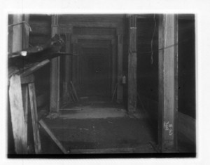 View of tunnel showing steel beams, probably Broadway Station