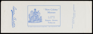 Label for New Colony Mixture, tobacco, Bacon Bros., Cambridge, England, undated