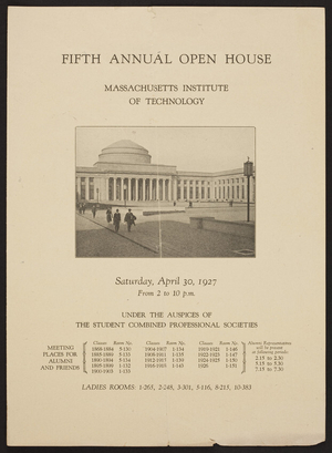 Open house, Massachusetts Institute of Technology, Cambridge, Mass., April 30, 1927