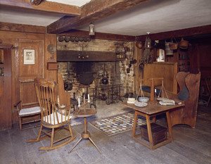 View of Pine Kitchen showing fireplace and furniture, Beauport, Sleeper-McCann House, Gloucester, Mass.