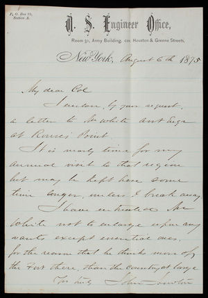 John Newton to Thomas Lincoln Casey, August 6, 1875