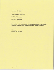 Memorandum from Mark H. McCormack to Jules Rosenthal