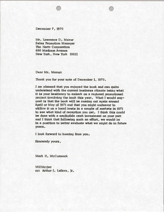 Letter from Mark H. McCormack to Lawrence D. Mazur