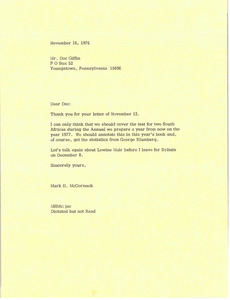 Letter from Mark H. McCormack to Doc Giffin