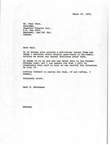 Letter from Mark H. McCormack to Paul Pare