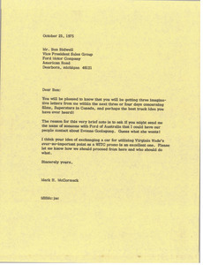 Letter from Mark H. McCormack to Ben Bidwell