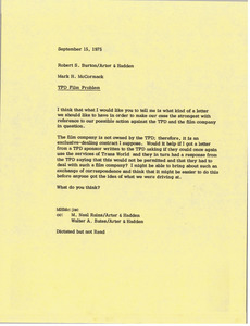 Memorandum from Mark H. McCormack to Robert S. Burton