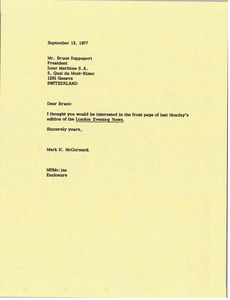 Letter from Mark H. McCormack to Bruce Rappaport