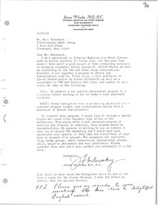 Letter from Jerome Wilensky, M. D., P. C. to Mark McCormack