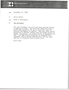 Memorandum from Mark H. McCormack to Peter Smith