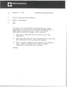 Memorandum from Mark H. McCormack to Barry Frank