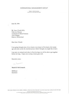 Letter from Mark H. McCormack to Jean-Claude Killy