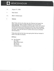 Memorandum from Mark H. McCormack to Peter Smith