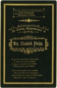 In loving remembrance of Mrs. Elizabeth Phelps