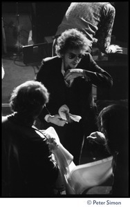 Bob Dylan walking on stage at the Boston Garden
