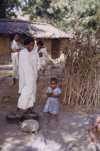 Munda woman operating a bellows in the Ranchi district