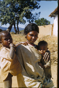 Birhor mother with two children