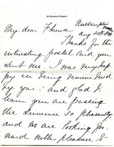 Letter from Rose Hinckley to Florence Porter Lyman