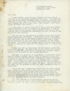 Letter from Gary Livingston to Judi Chamberlin