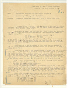Memorandum from Munitions Officer, 368th Infantry to Commanding Officer, 368th Regiment