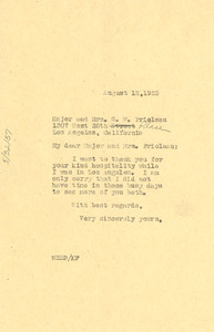 Letter from W. E. B. Du Bois to Major and Mrs. G. W. Prioleau
