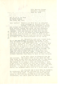 Letter from Hugh H. Smythe to W. E. B. Du Bois