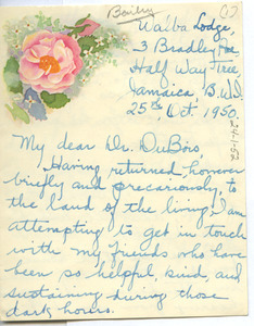 Letter from Pearl Bailey to W. E. B. Du Bois