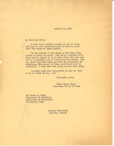 Letter from Ellen Irene Diggs to James A. Quinn