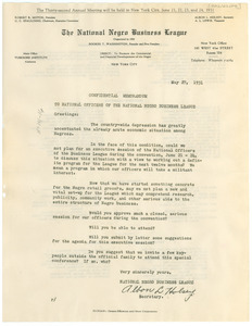 Confidential Memorandum from the National Negro Business League to undisclosed recipient