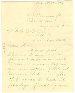 Letter from W. E. B. Du Bois Club to W. E. B. Du Bois