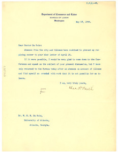 Letter from Charles P. Neill to W. E. B. Du Bois