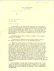 Letter from U. S. War Department to W. E. B. Du Bois